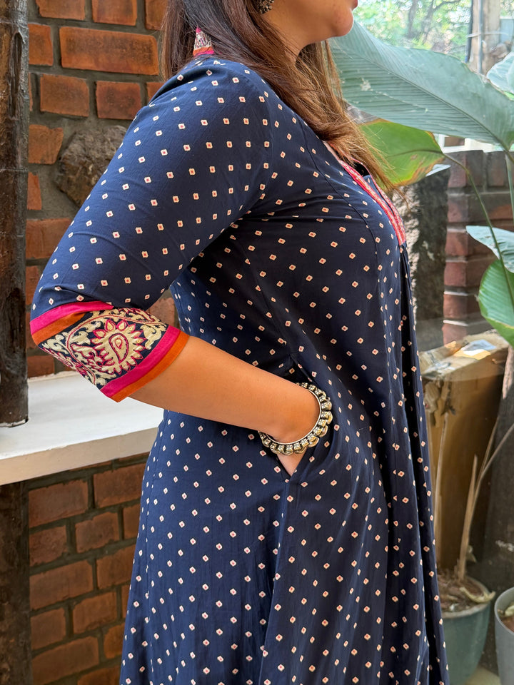 JUHI (blue) Bandhini Cotton Kurta Set Of 2