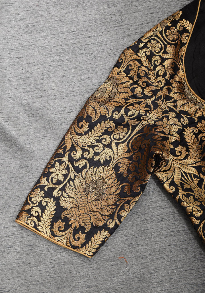Paan Neck Black Banarasi Brocade Blouse