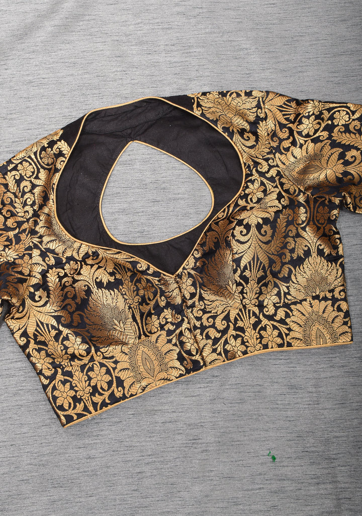 Paan Neck Black Banarasi Brocade Blouse