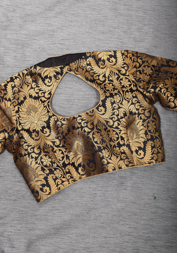 Paan Neck Black Banarasi Brocade Blouse