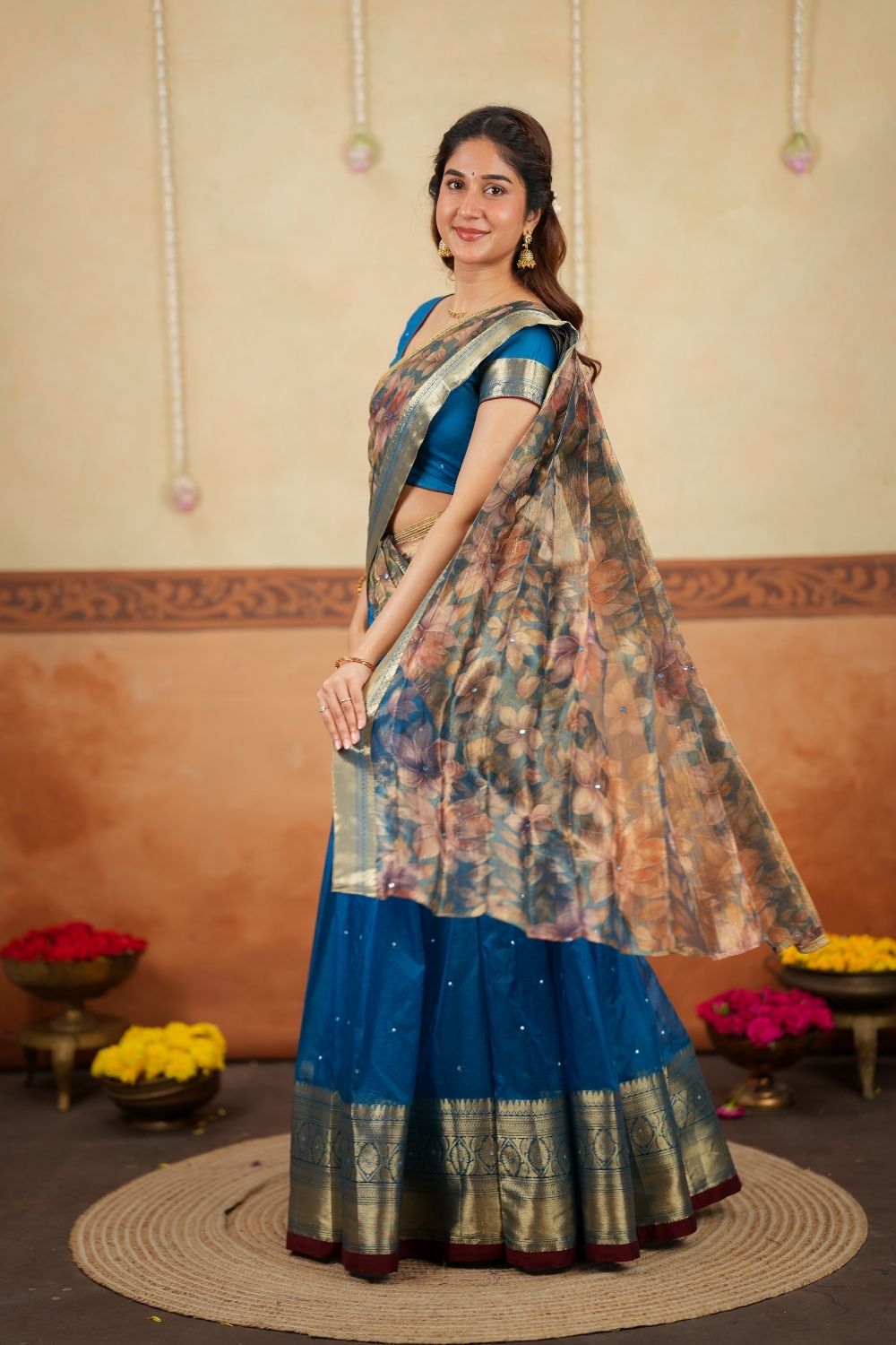 Yuvika Blue Halfsaree (Set of 3) | SHOBITAM