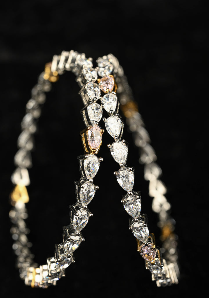 92.5 Pure Silver, Gold-Plated Purvika Pair Bangles Size 2.6"