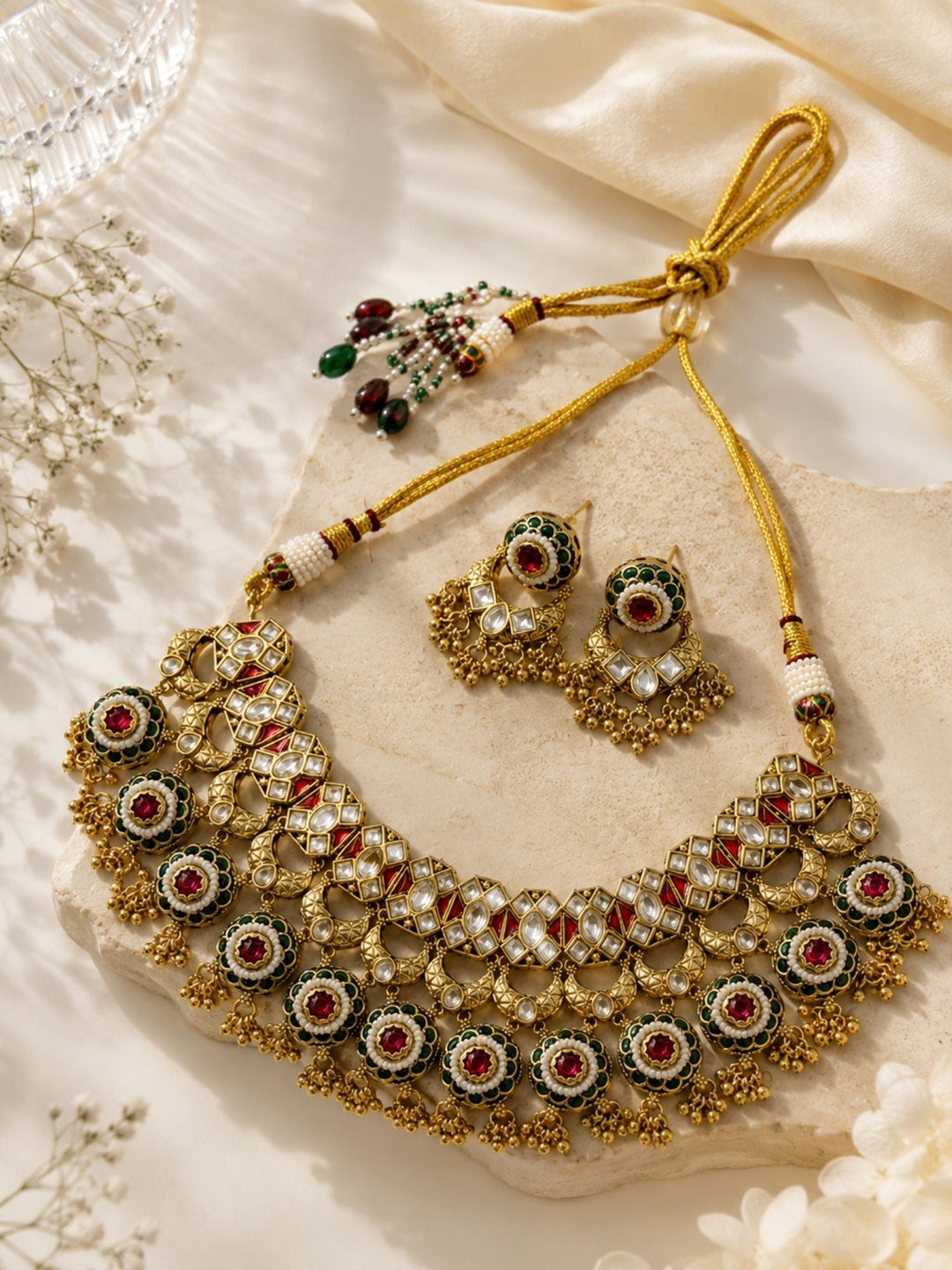 Antique Kundan Temple Choker Set | SHOBITAM