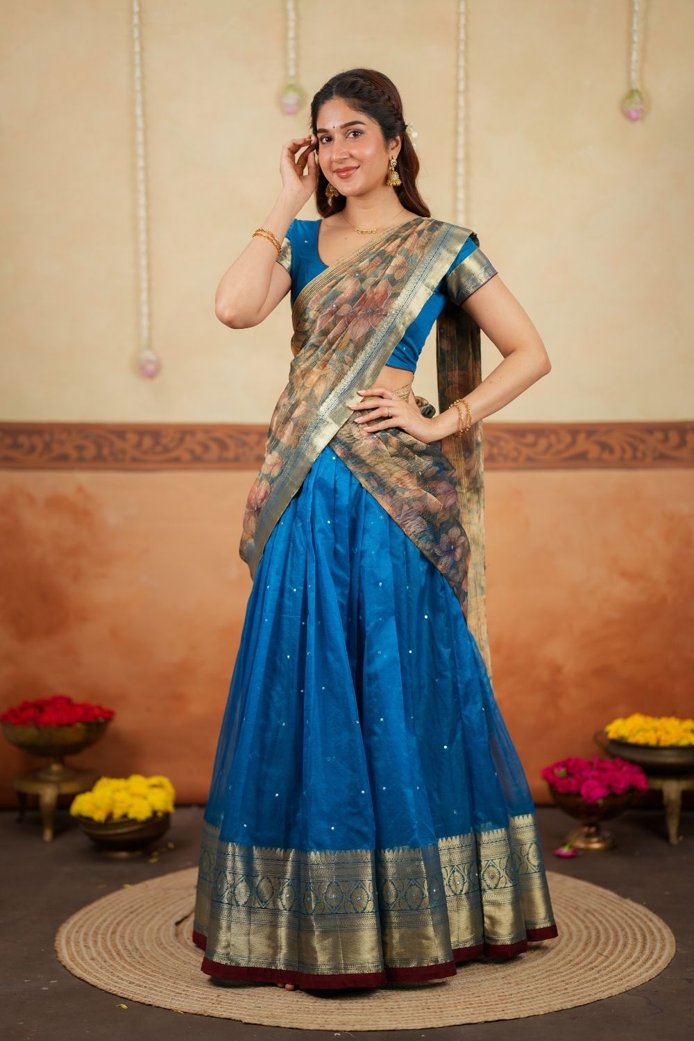 Yuvika Blue Halfsaree (Set of 3) | SHOBITAM