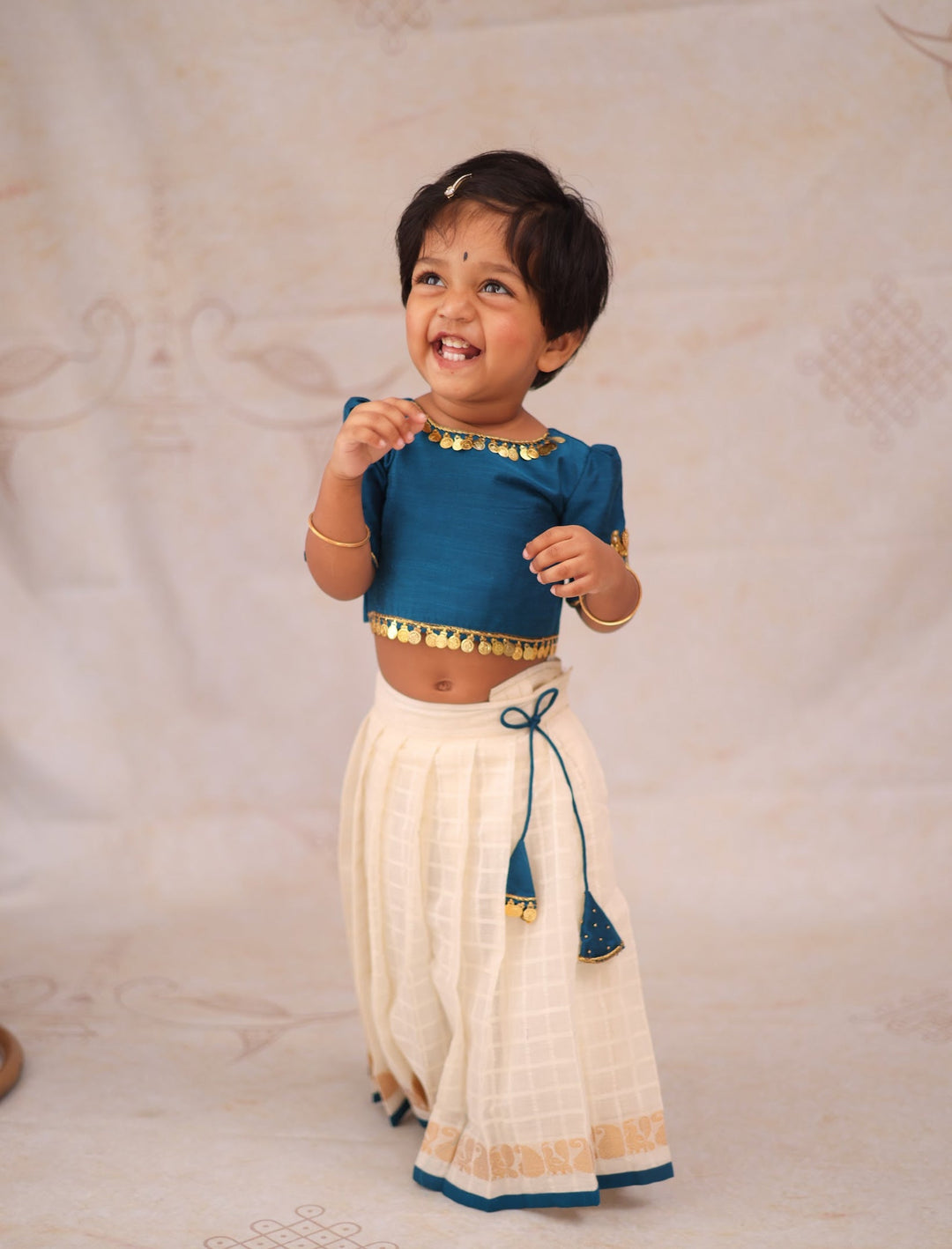 Aabarna Crop top and skirt - Onam Edit Express | SHOBITAM