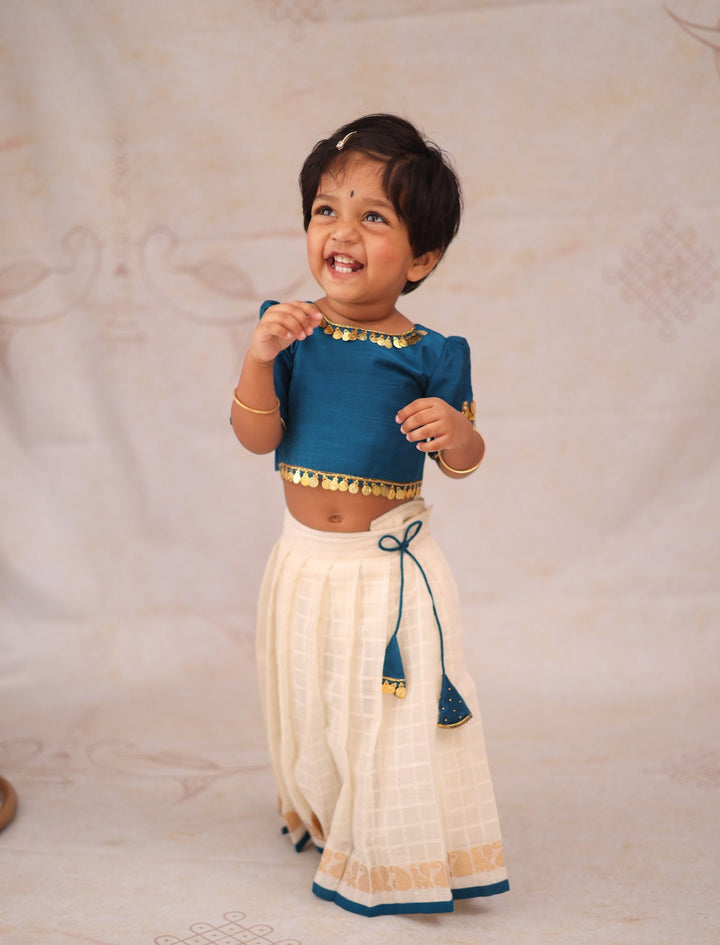 Aabarna Crop top and skirt - Onam Edit Express | SHOBITAM