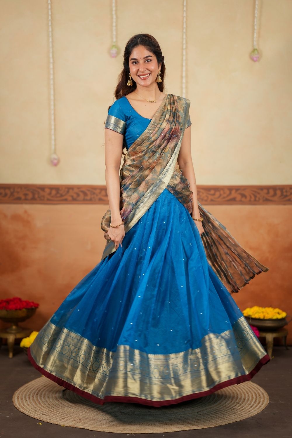 Yuvika Blue Halfsaree (Set of 3) | SHOBITAM