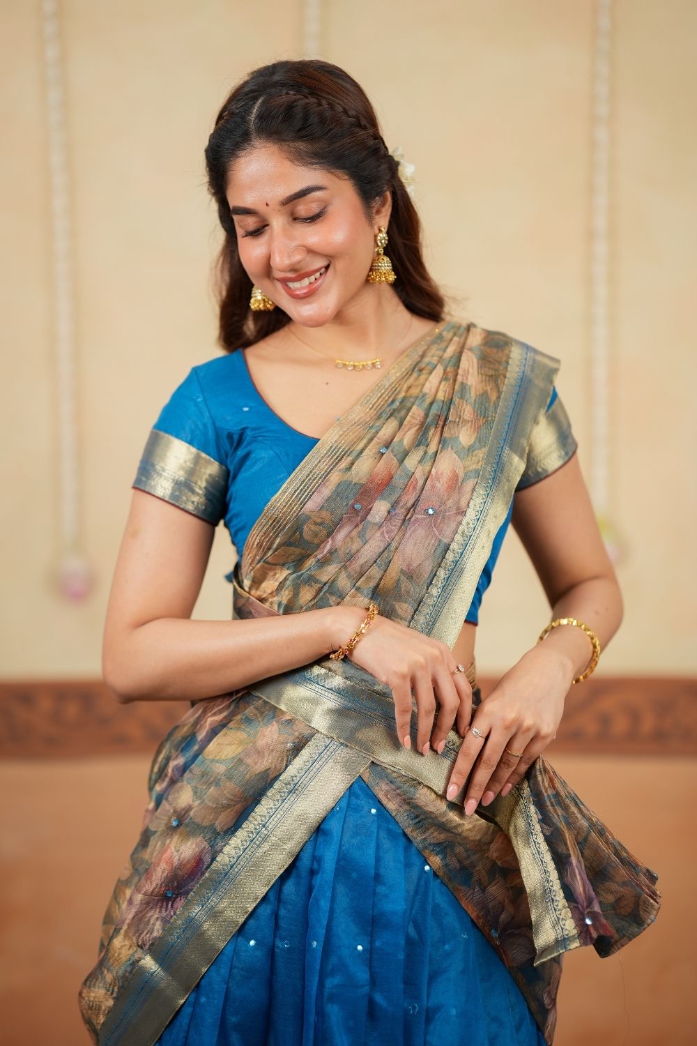 Yuvika Blue Halfsaree (Set of 3) | SHOBITAM