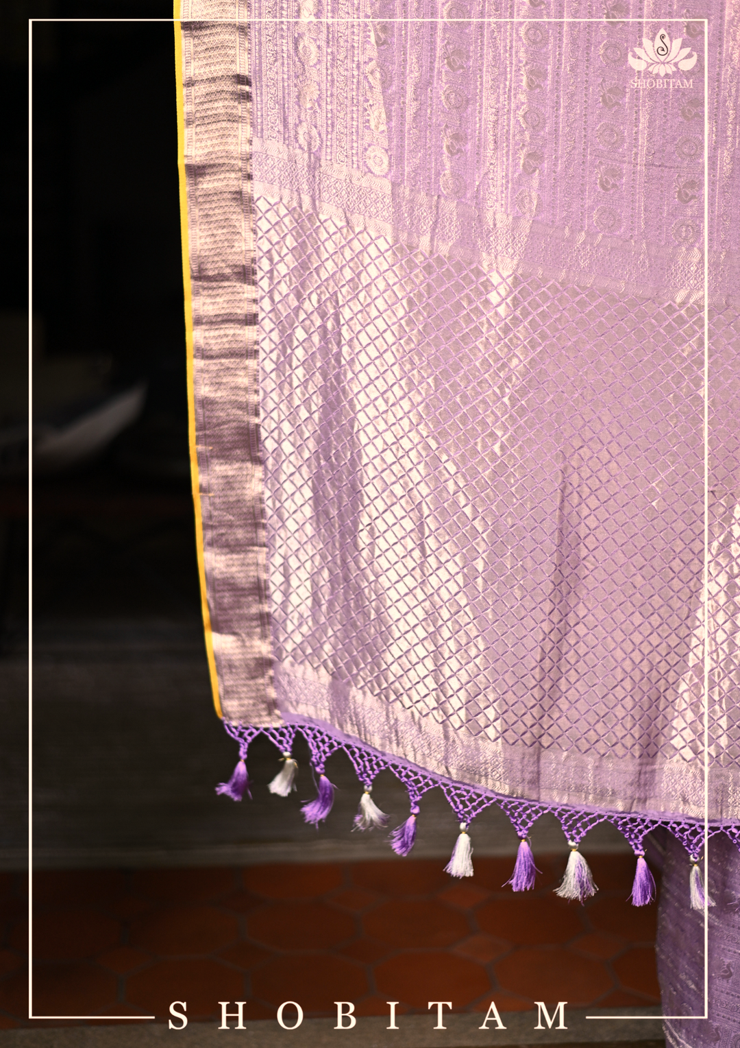 Mysore silk Brocade saree in dusty Lilac | SILK MARK CERTIFIED