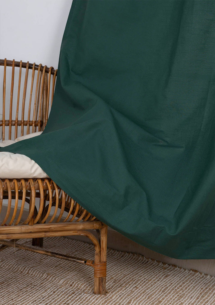 Jade Green 100% Cotton Plain Curtain for living room & bedroom - Room Darkening - Single Piece | SHOBITAM
