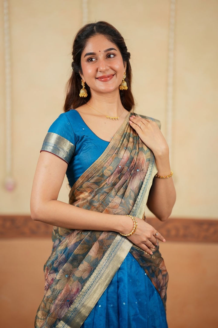 Yuvika Blue Halfsaree (Set of 3) | SHOBITAM