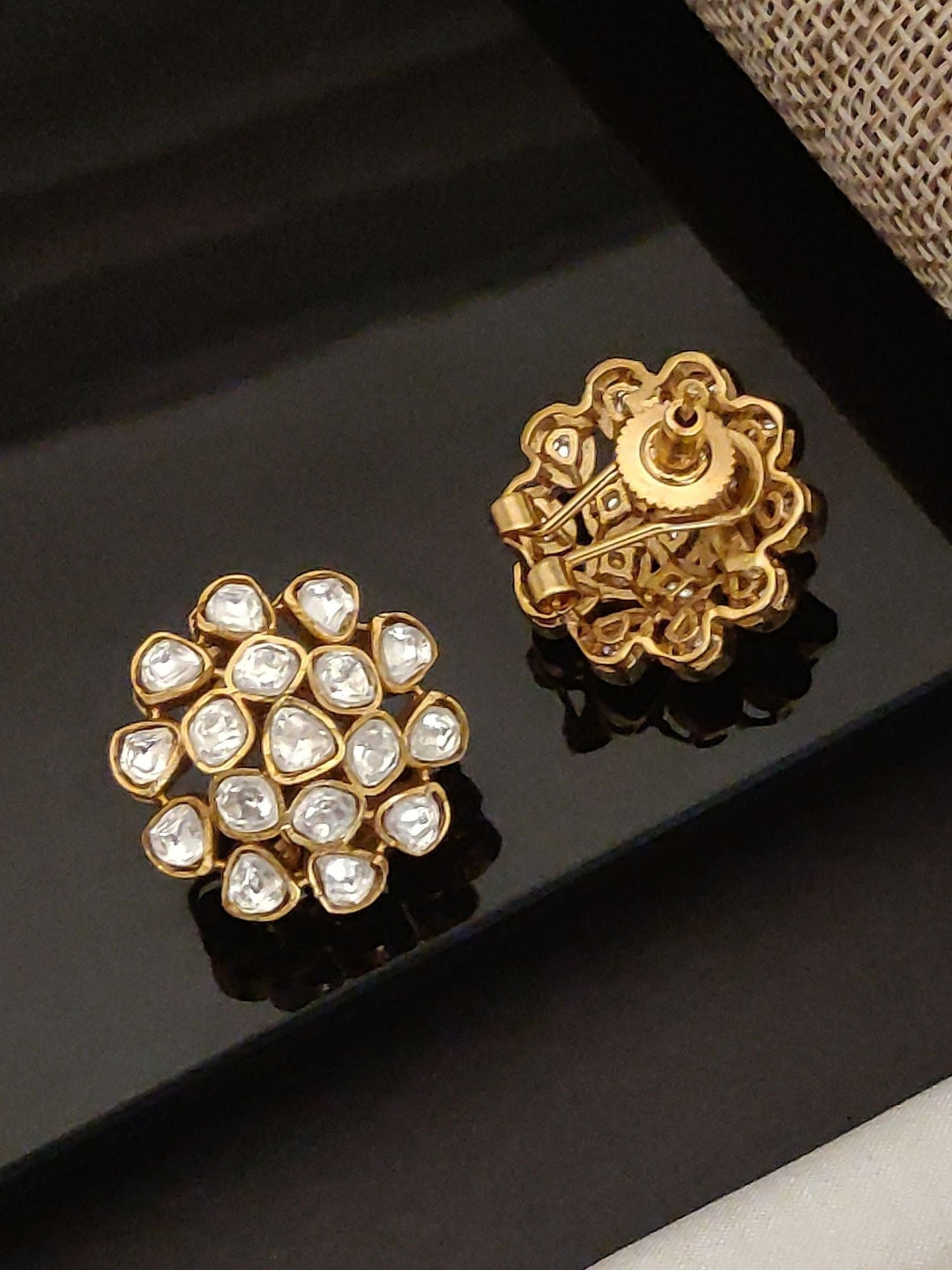 Gold Plated Polki Studs Earring | SHOBITAM