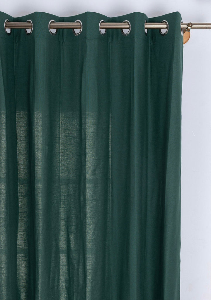 Jade Green 100% Cotton Plain Curtain for living room & bedroom - Room Darkening - Single Piece | SHOBITAM