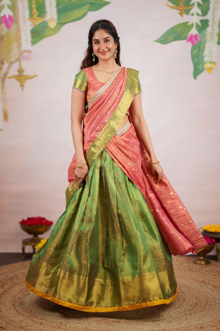 Tanisha Green Halfsaree (Set of 3) | SHOBITAM