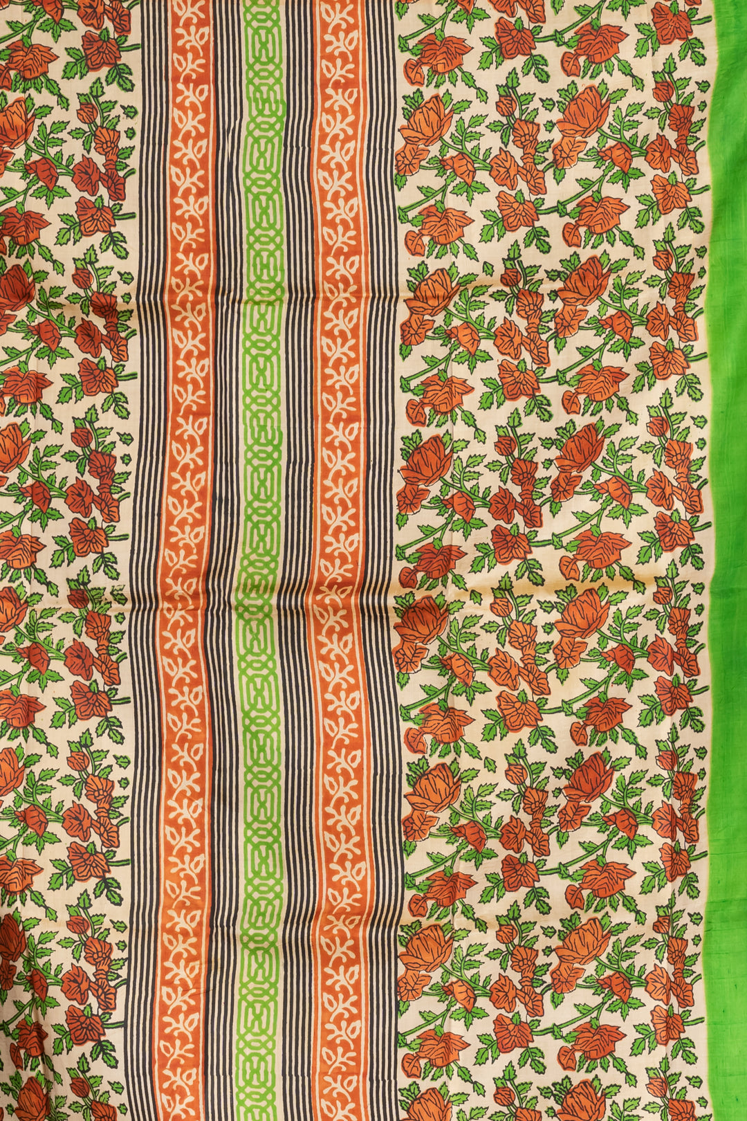 Kalamkari printed skirt border on pure silk.  | SILK MARK CERTIFIED | SHOBITAM
