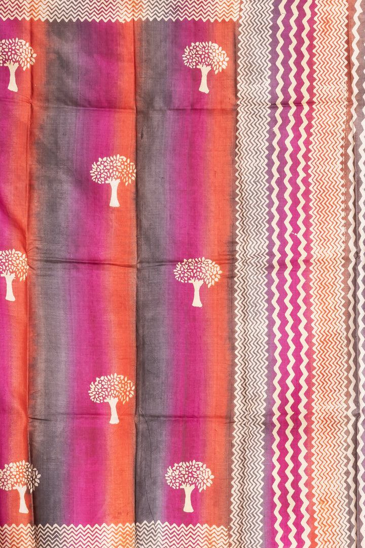 Half n half printed tussar saree | SILK MARK CERTIFIED | SHOBITAM
