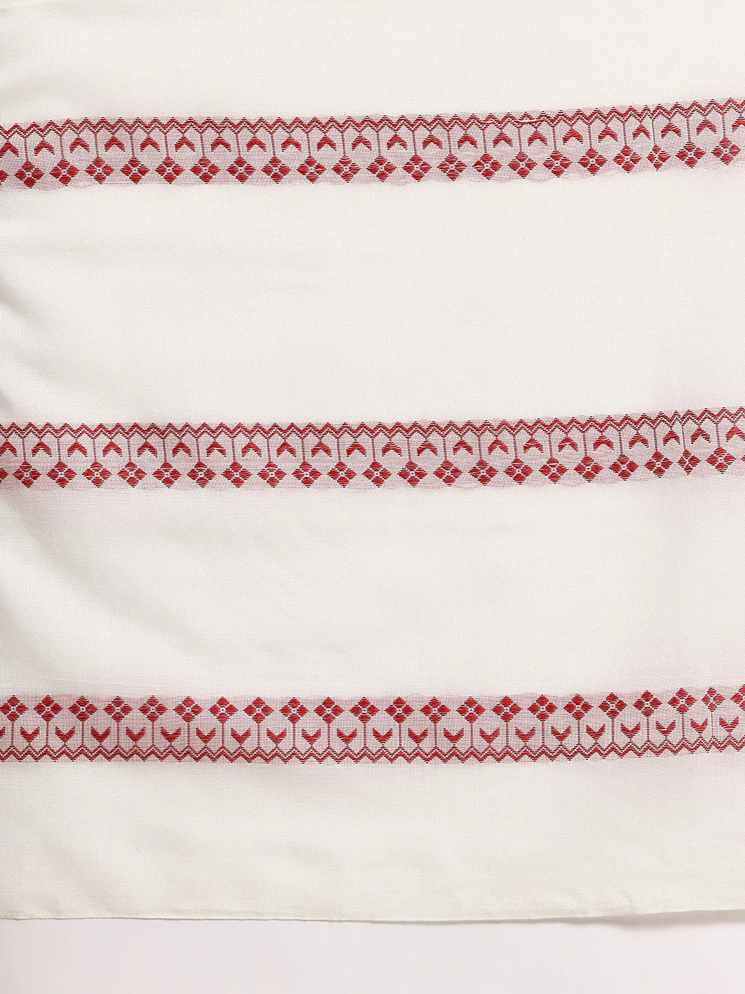 White-Red Pure Cotton Saree with Blouse piece