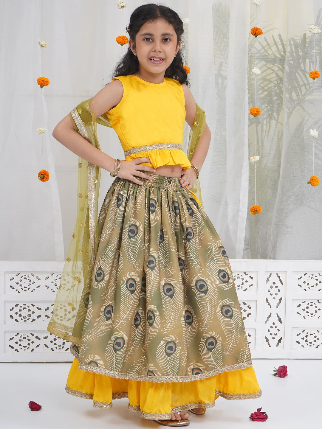 Girls Mor Pankh Lehenga Set | SHOBITAM