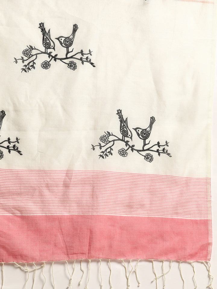Handloom Coral Pink Saree | SHOBITAM