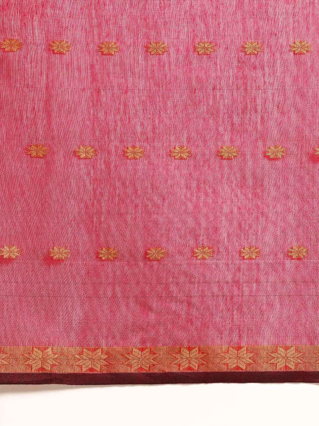 Magenta and Grey Zari Buti Silk Cotton Saree with Zari Border and Blouse Piece