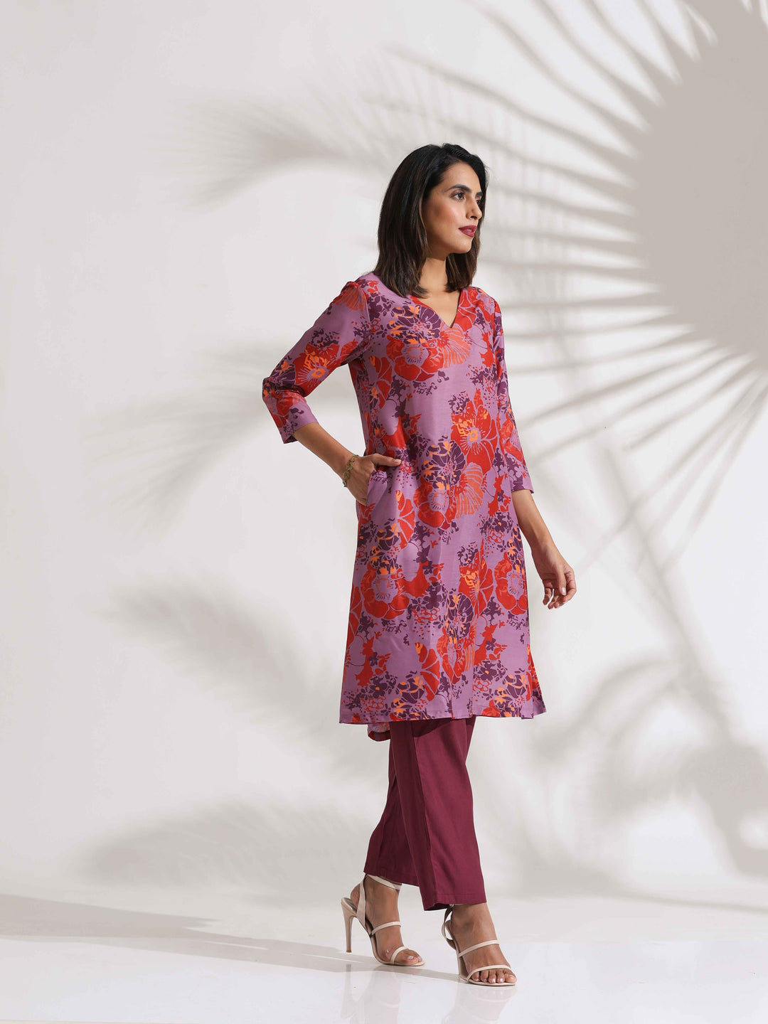 Purple Print Kurta Co-ord Set | SHOBITAM