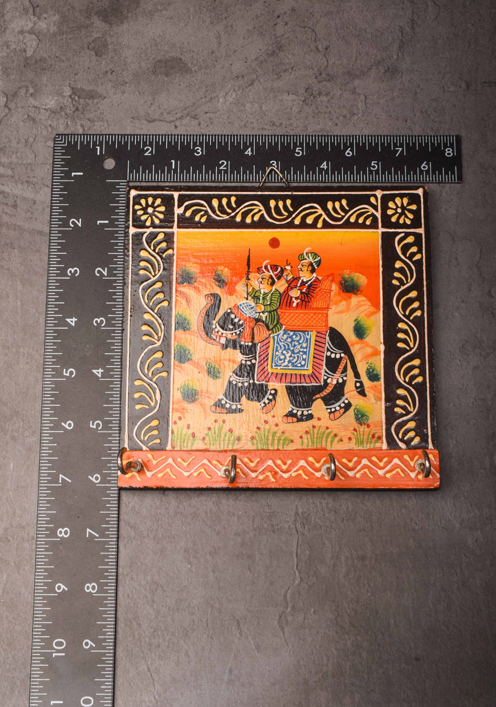 Small Wooden key Holder with Rajasthani Miniature Hand Painting