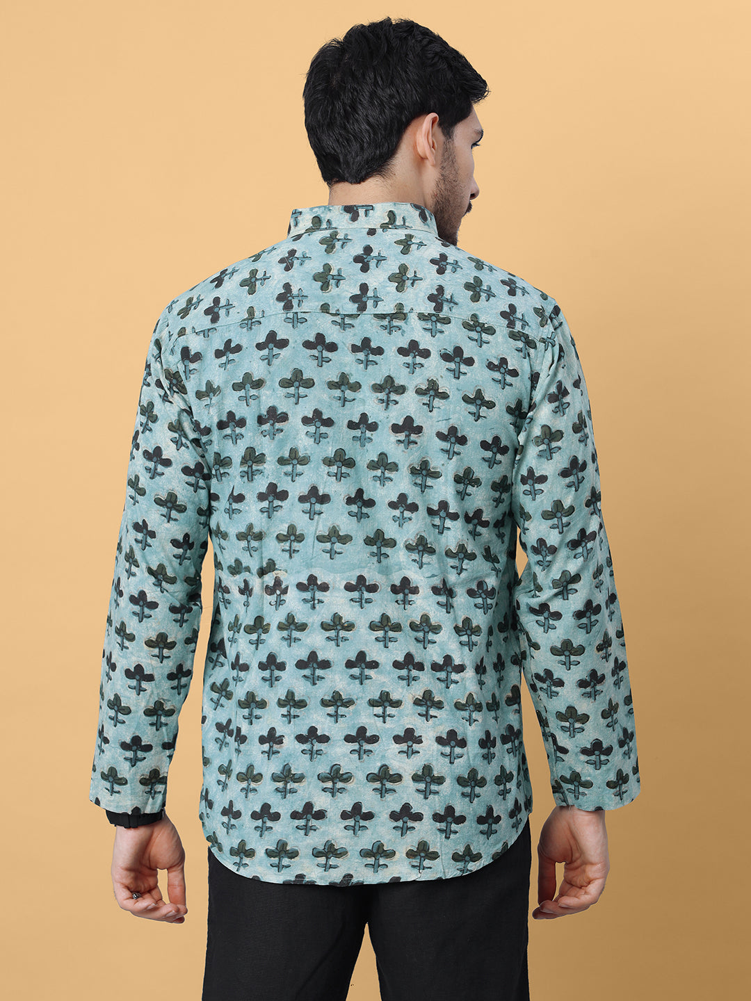 Sipiya Ajrakh Hand Block Cotton Short Kurta in Indigo