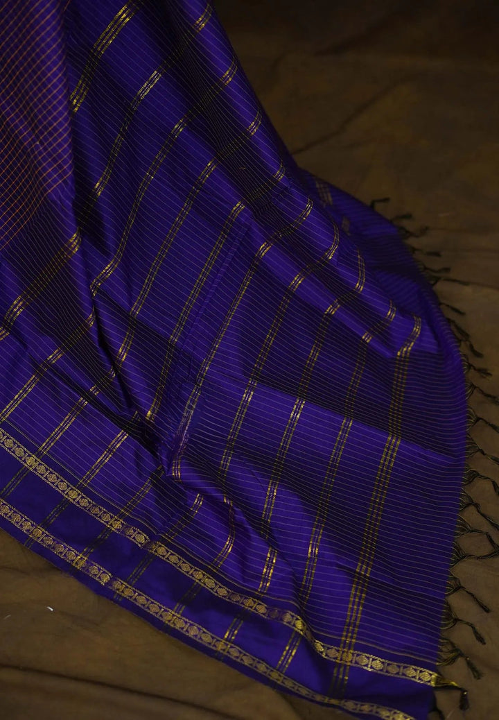 Blue Purple Semi Silk Cotton Saree| SHOBITAM