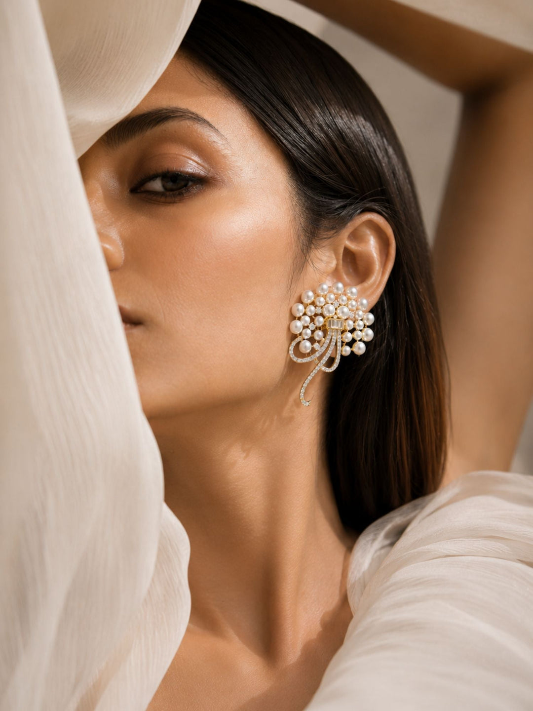 Gold Plated American Diamond Studs Earring | SHOBITAM
