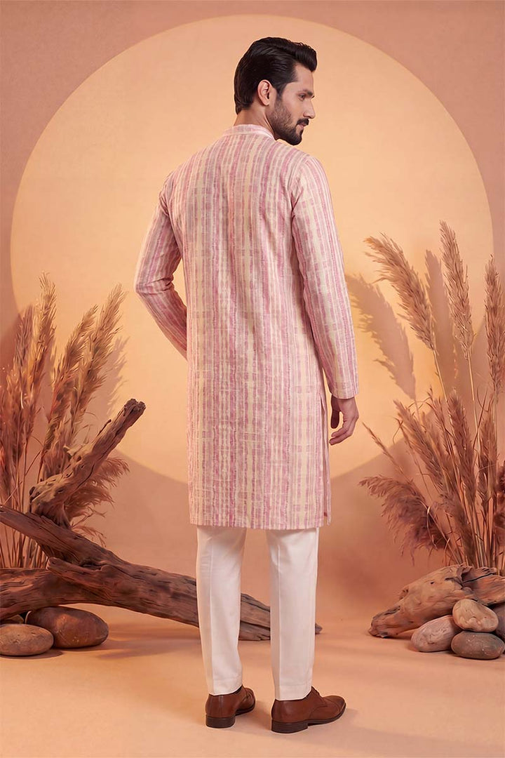 Mens Multi Silk Blend Abstract Printed Kurta With Trousers | SHOBITAM