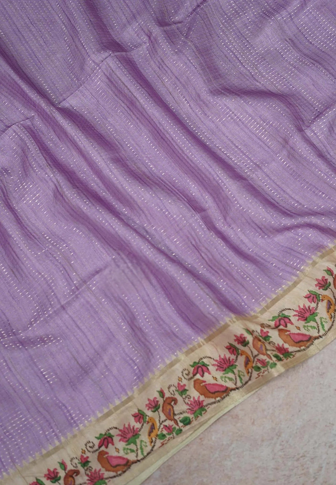Lilac Semi Tussar Saree | SHOBITAM