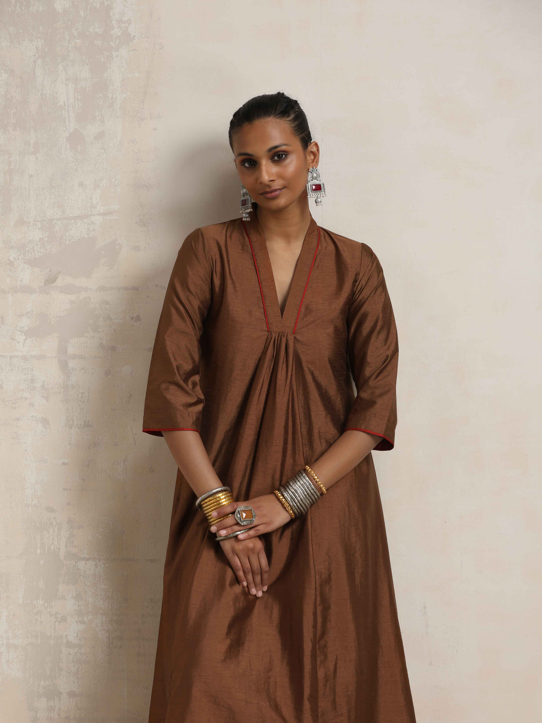 Brown Silk Kurta Set | SHOBITAM