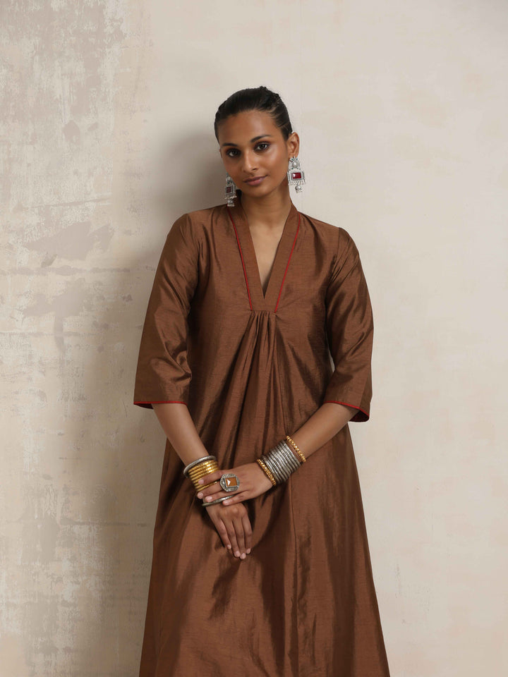 Brown Silk Kurta Set | SHOBITAM