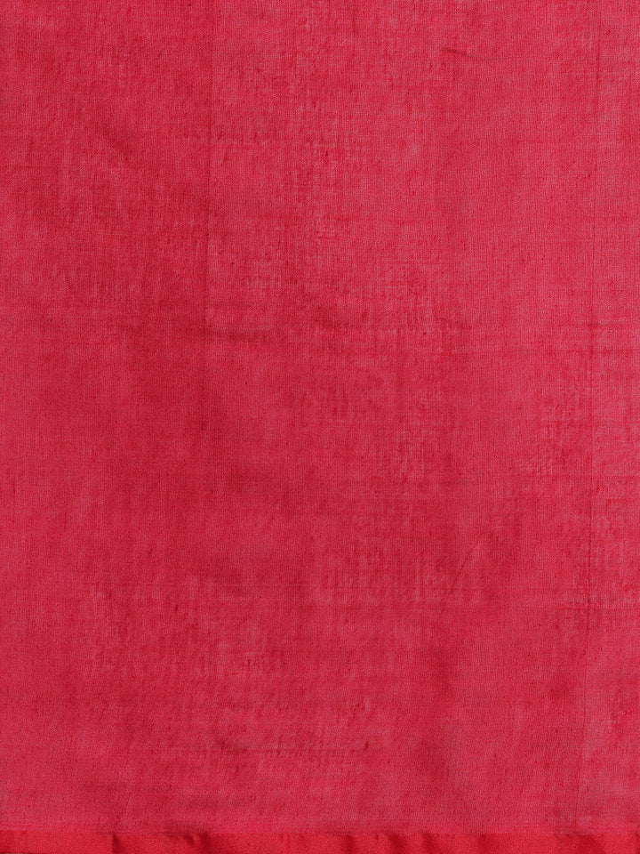 Maroon Magenta Solid Cotton Saree with Blouse piece | SHOBITAM