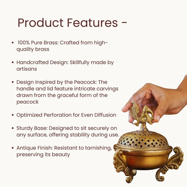 Sanchi Brass Dhoop Dani Incense & Loban Burner