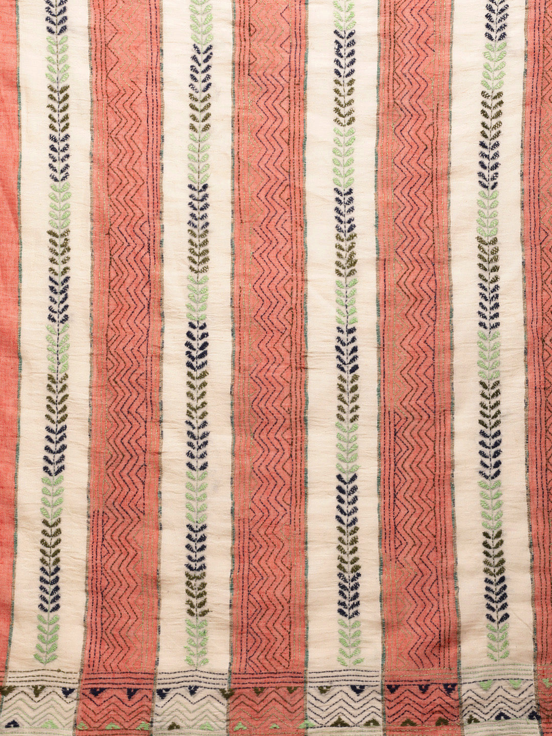 Peach Khesh Kantha Cotton Saree | SHOBITAM