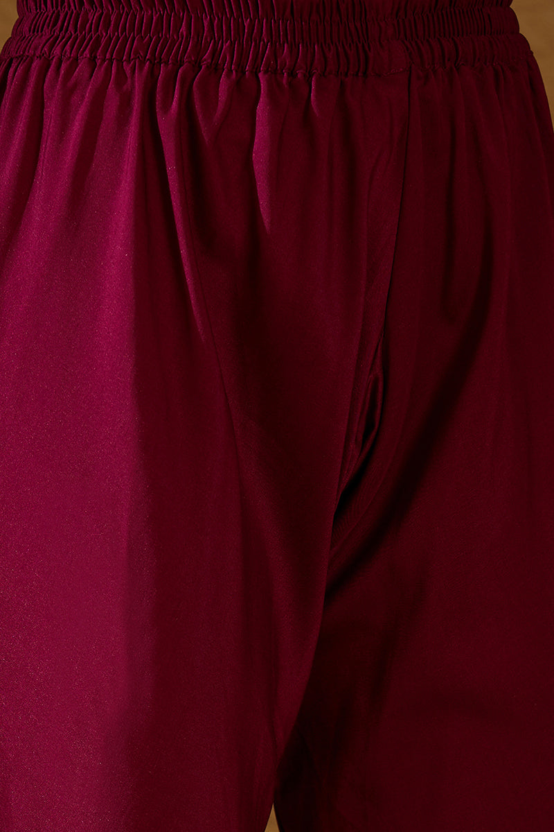 Magenta Silk Blend Woven Design Anarkali Suit Set | SHOBITAM