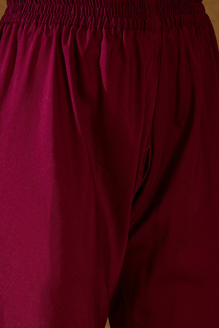 Magenta Silk Blend Woven Design Anarkali Suit Set | SHOBITAM