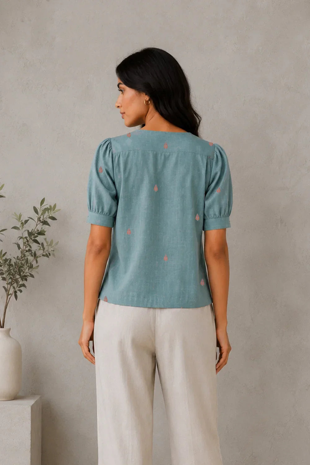 Zen Blue Jamdani Top | SHOBITAM