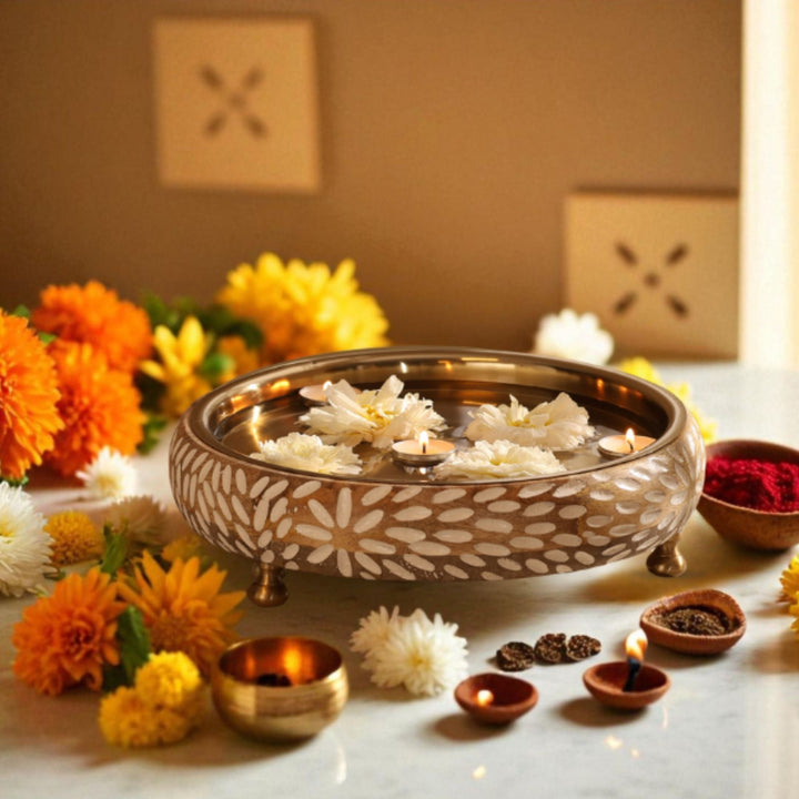 Vrinda Handcrafted Wooden and metal Festive Urli