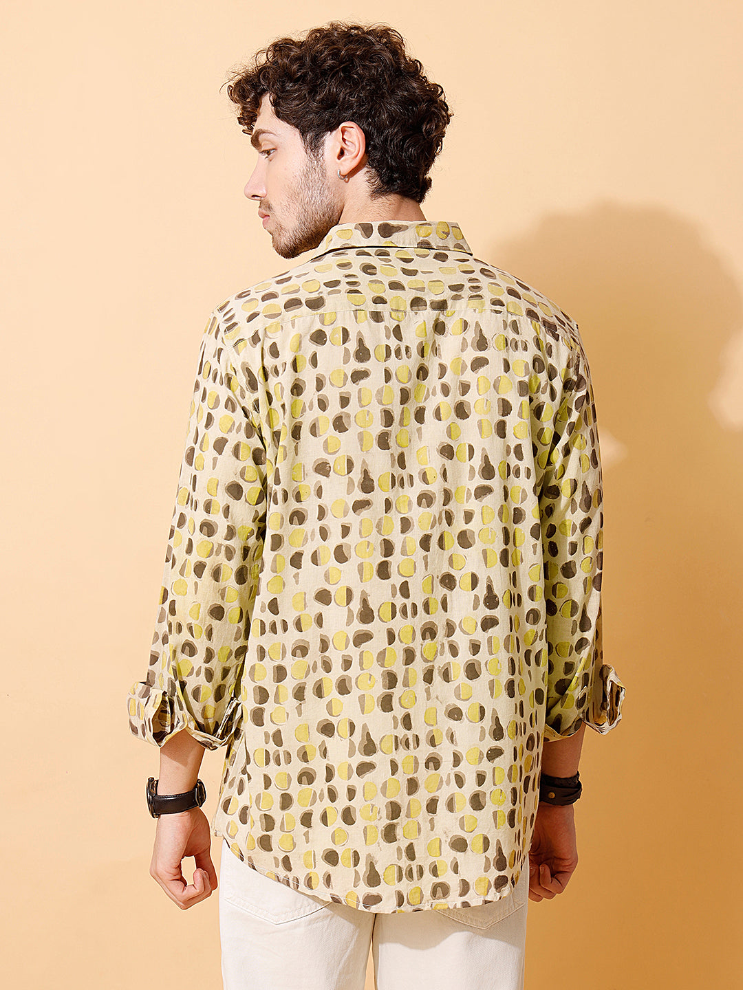 Maati Ajrakh Full Sleeve Cotton Shirt in Cream for Men