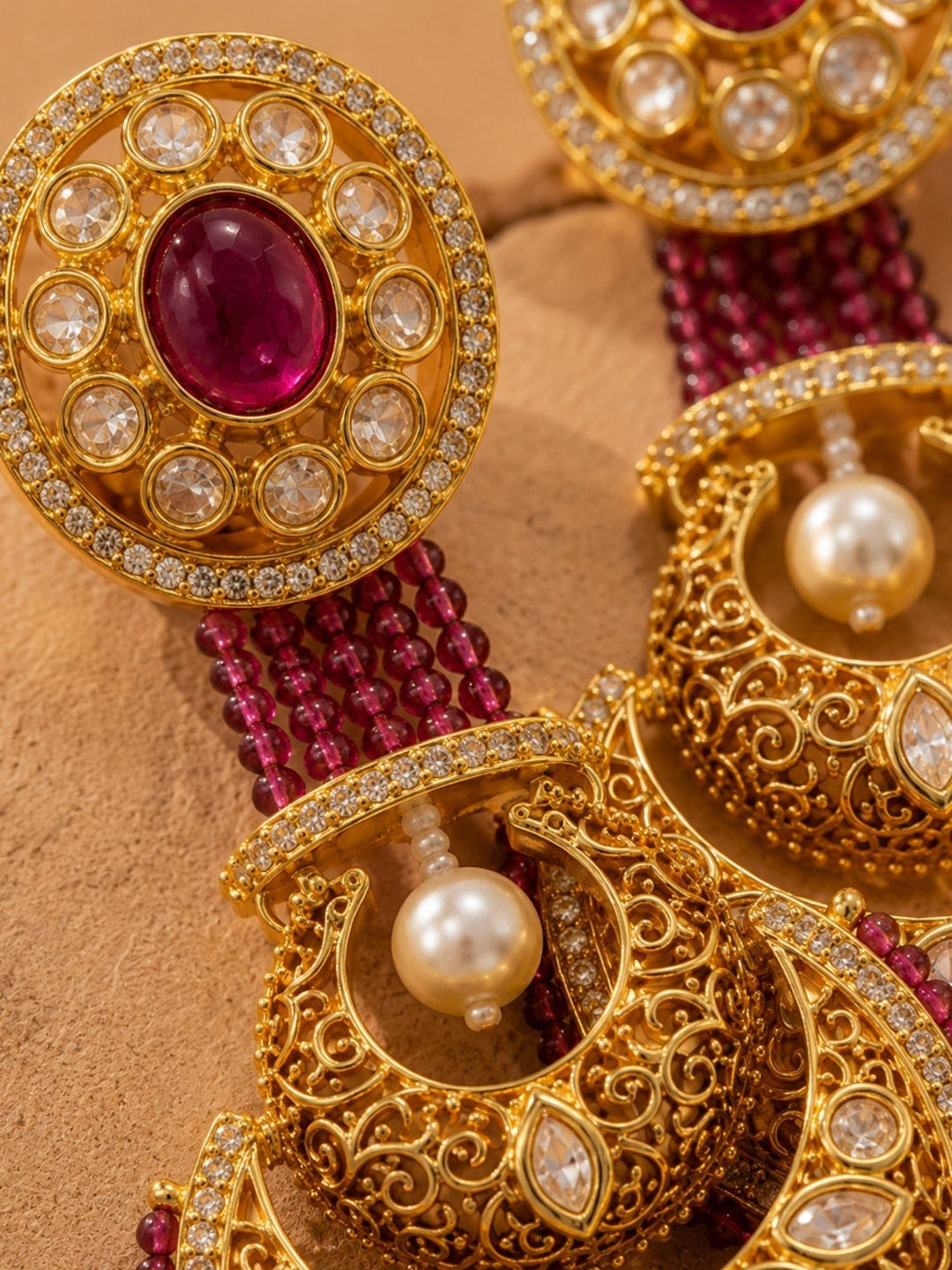 Chandbali Earrings in Gold Finish – Festive Wear | SHOBITAM