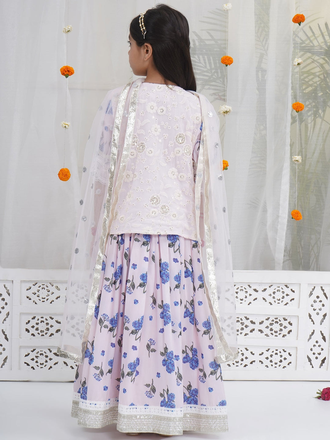 Rose water Floral Embroidery Lehenga Set | SHOBITAM
