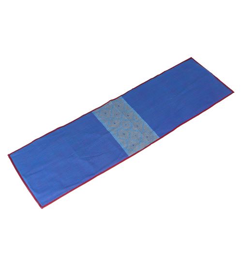Blue Yellow Dhuniya Handloom Cotton Table Runner | SHOBITAM