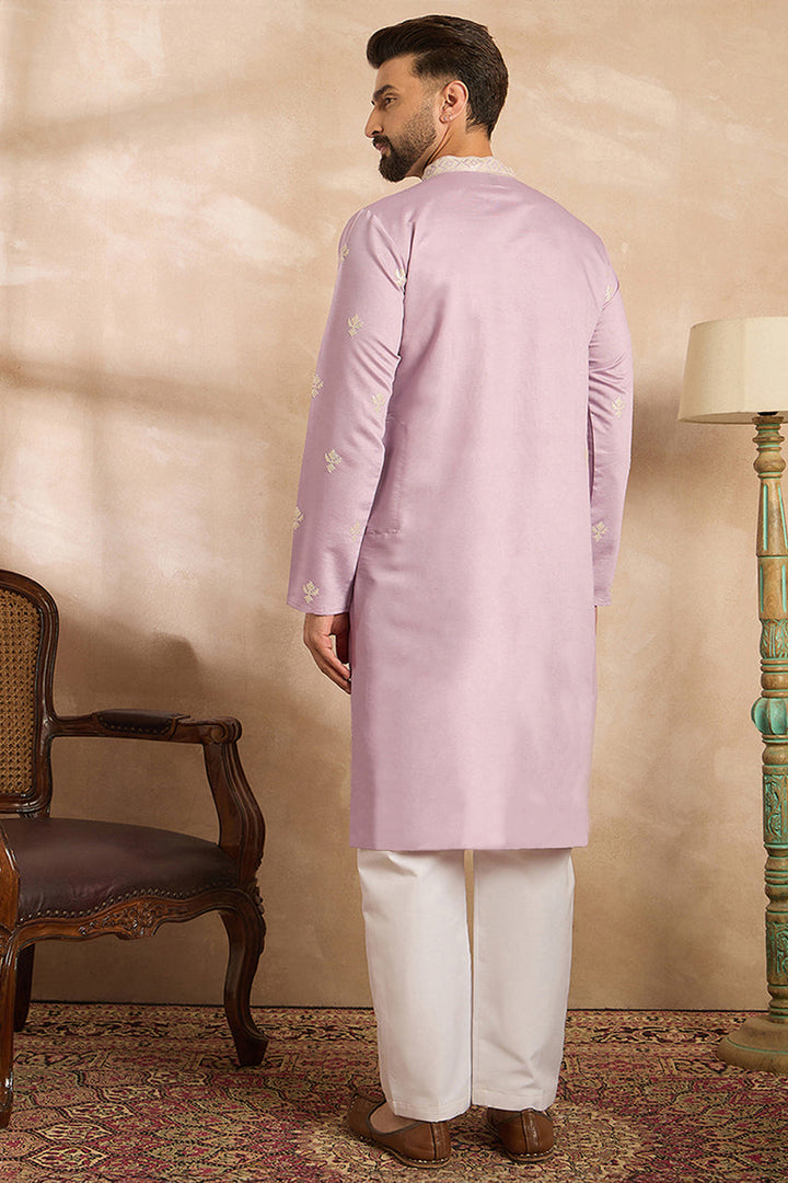 July 6 listing// Lavender Polyester Solid Embroidered Straight Kurta With Trouser | SHOBITAM