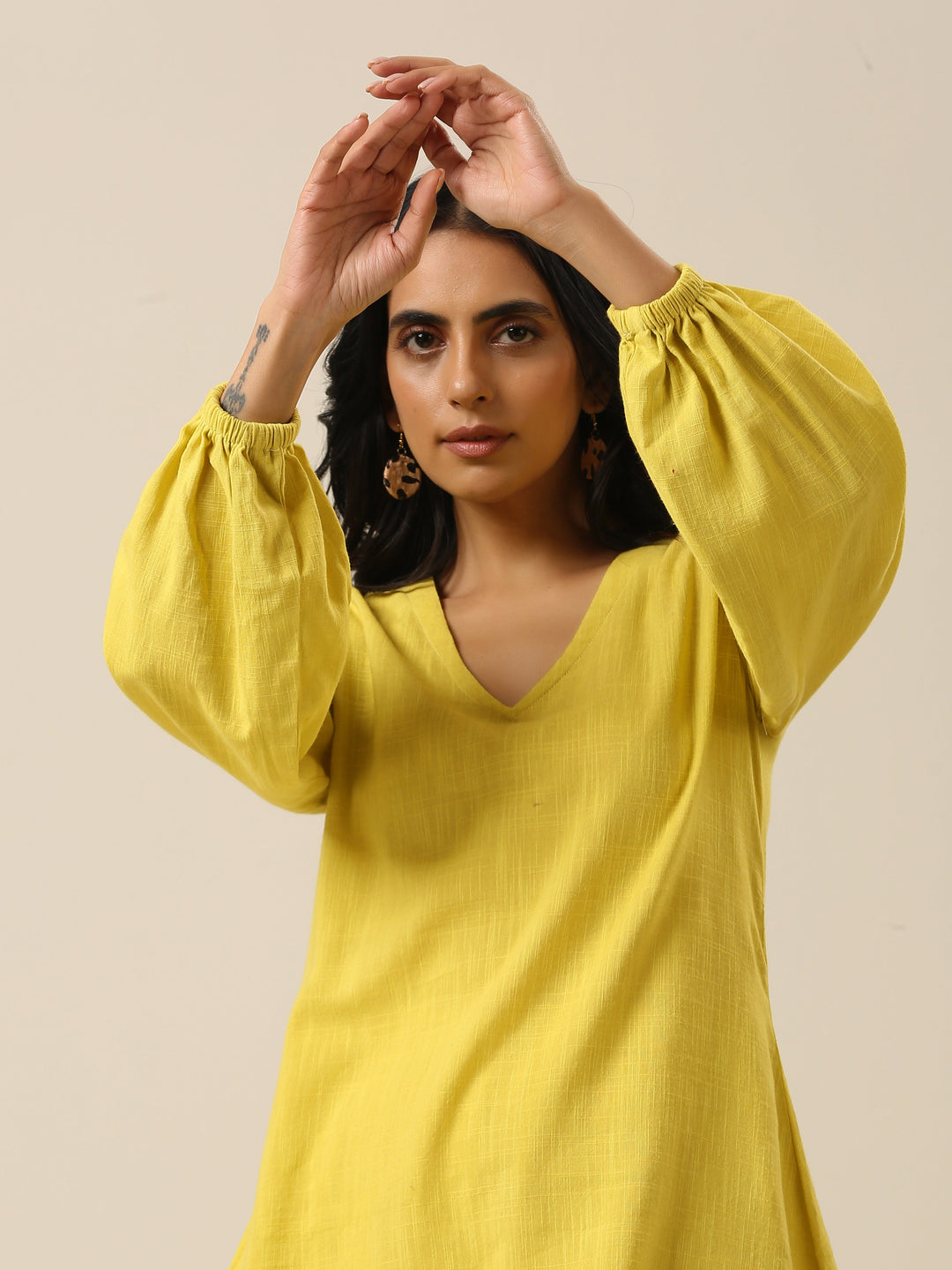 Lime Slub Textured Short Co-Ord Set  | SHOBITAM