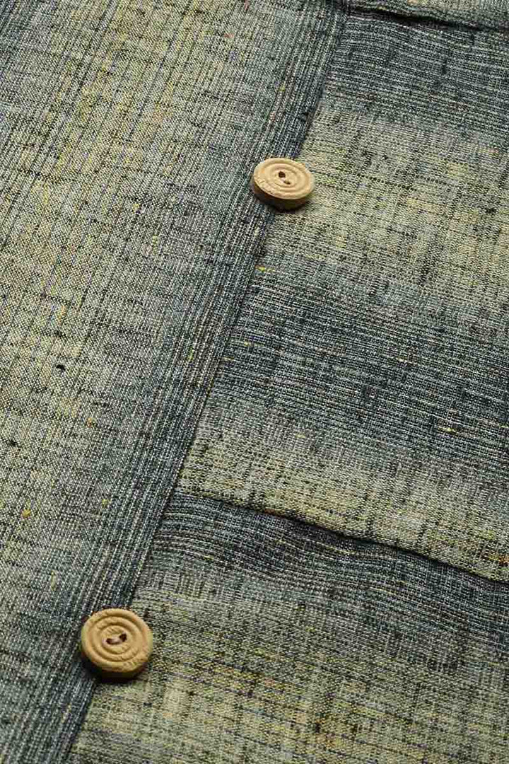 Grey And Beige Striped A Line Panelled Kurta with pockets  | SHOBITAM
