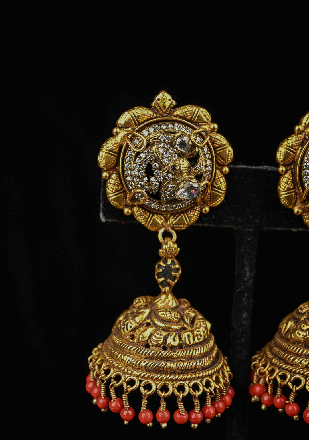 92.5 Pure Silver, Nakshi Jhumkas with Contemporary Encrusted stones