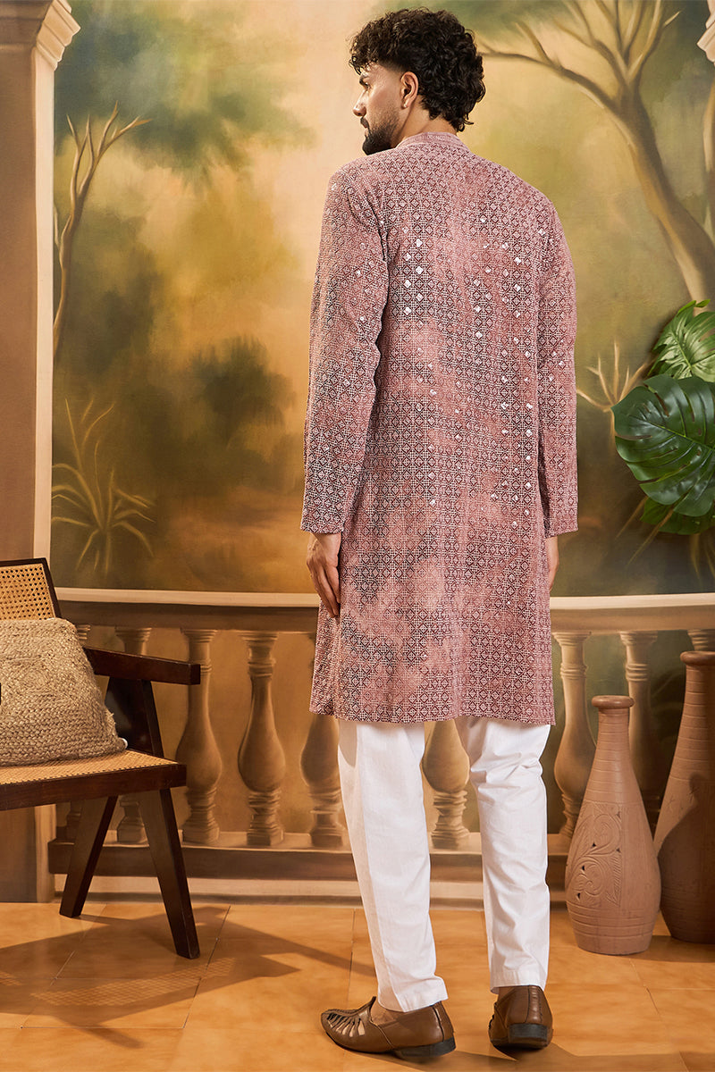 Brown Viscose Rayon Shibori Embroidered Straight Kurta | SHOBITAM