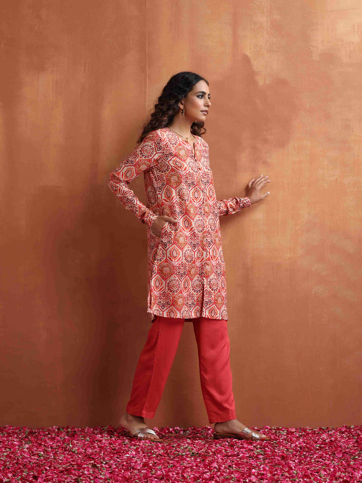 Beige Print Kurta Co-ord Set | SHOBITAM